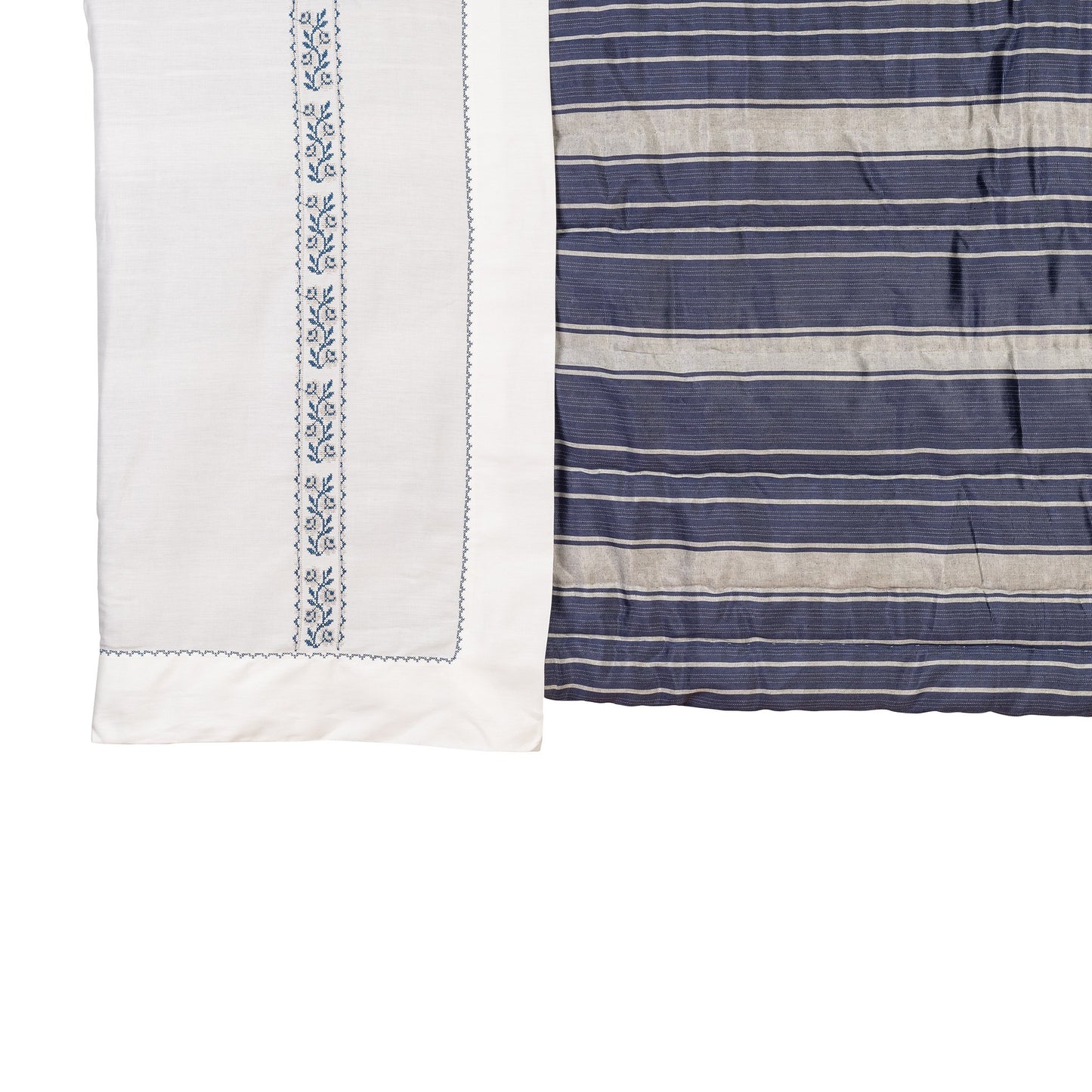 Silk Kutnu Bed Runner /Dark Blue Striped