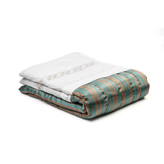 Silk Kutnu Bed Runner/ Green Striped