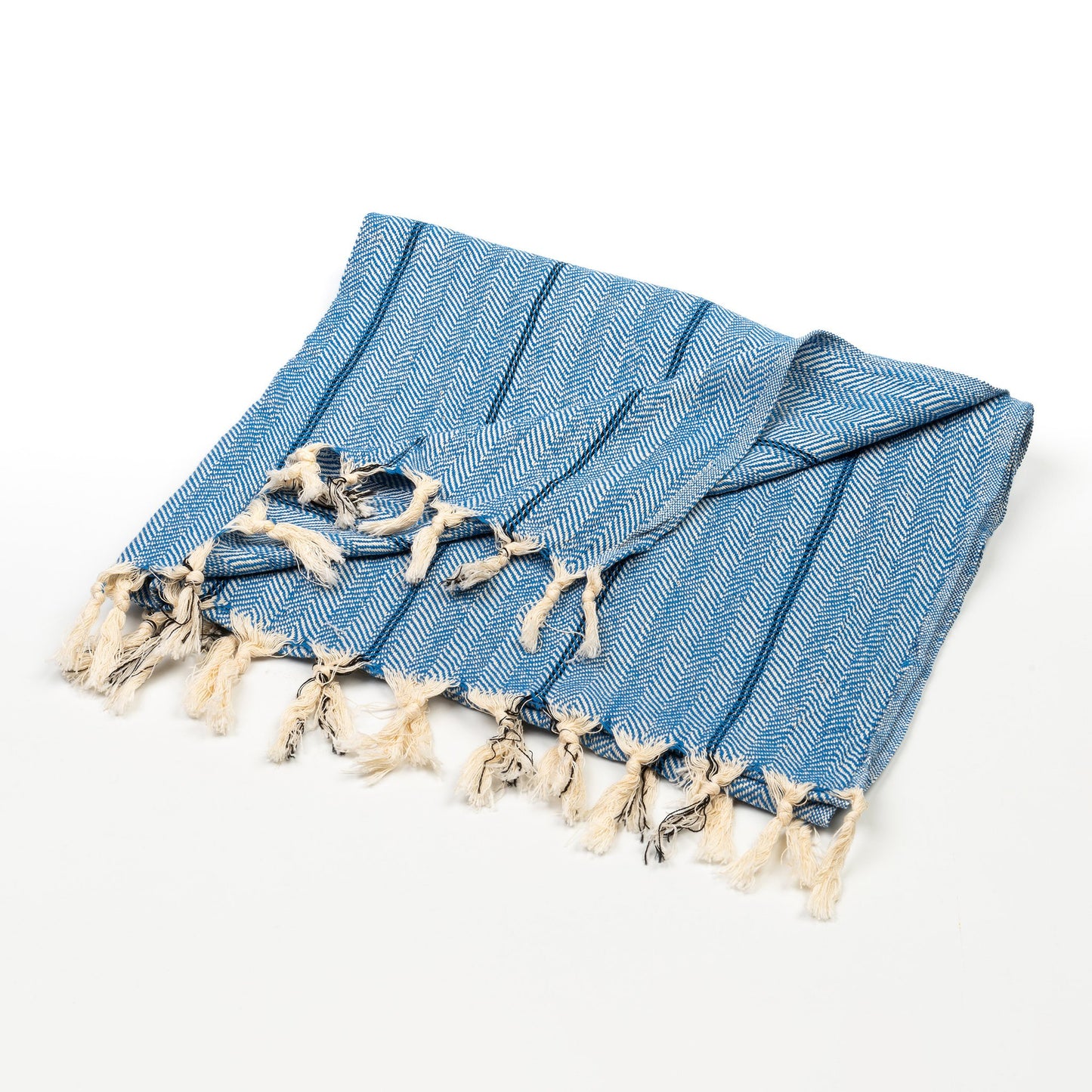 Handloom Wool Cotton Shawl Blue